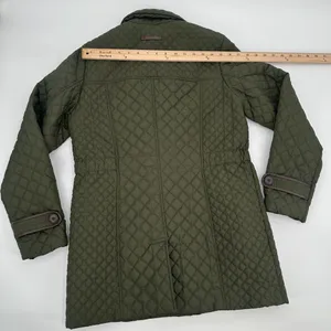 Lands End Quilted Jacket Women’s S TALL 6-8 Green Buttons thumbnail 9