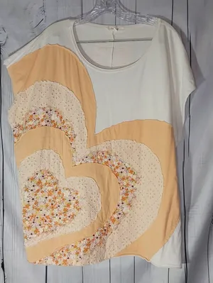 Oli & Hali Layered Heart Patchwork Relaxed Fit Shabby Chic Boho Cottagecore Top thumbnail 1