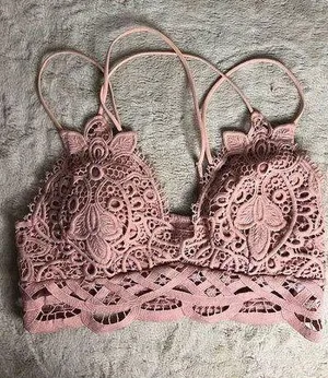 Victoria's Secret Pink Floral Lace Bralette Size L Adjustable Straps thumbnail 1