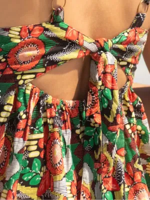 Natural Life Mia Tie-Back Maxi Dress - Orange Floral Blooms thumbnail 3