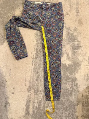 Anthropologie Blue Corduroy Mosaic Printed Skinny Jeans thumbnail 7
