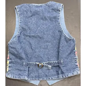 Vintage Banana Republic Safari & Travel Floral Cotton Denim Printed Jean‎ Vest M thumbnail 4