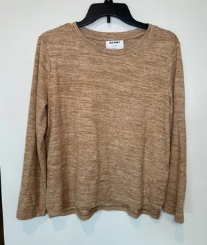 Old Navy Long Sleeve Sweater Size XL 14-16 Brown Space Dye Knit Pullover thumbnail 1