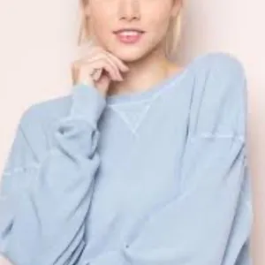 Brandy Melville Blue Thermal Top one size thumbnail 1