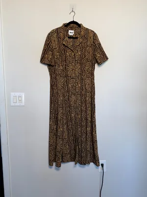 Vintage 90s Long Maxi Dress Button Up Tribal Print thumbnail 10