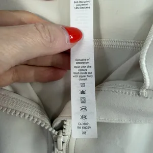 Lululemon Sz 14‎ Softstreme Cinch Waist Jacket Full Zip White Opal Bone Hooded thumbnail 7