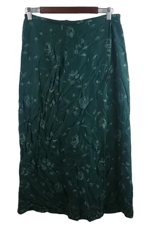 Norton McNaughton 14 Forest Green Floral Victorian Tapestry Skirt Plus thumbnail 1