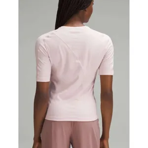 Lululemon‎ Asymmetrical Ribbed Cotton Short Sleeve Tee Women's 6 Blush Pink thumbnail 7