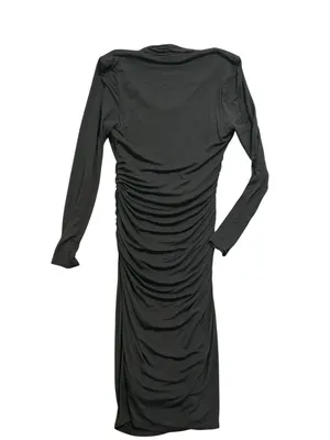 VENUS Black Long Sleeve‎ Ruched Midi Dress thumbnail 5