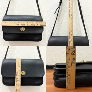 Vintage COACH 9850 Compartment Bag Black Glove Tanned Cowhide Leather Crossbody thumbnail 11