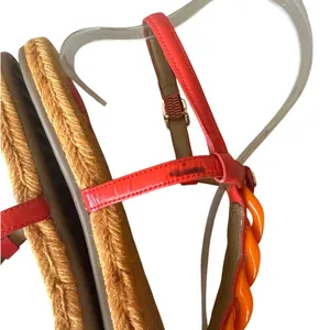 Tory Burch Everly Chain Link Espadrille‎ Sandals Orange Red 7 thumbnail 12