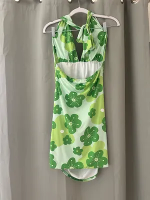 White Fox Green floral halter neck bodycon dress thumbnail 3