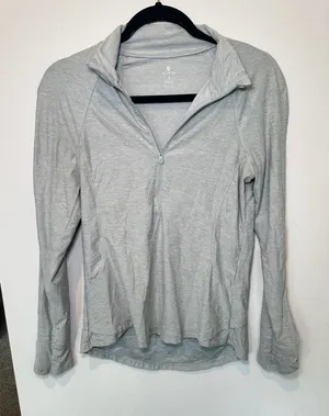 Apana Women's Gray Quarter Zip Active Pullover Long Sleeve Athletic Top Size S thumbnail 1