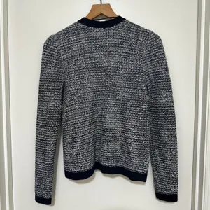 Loft | Women's Navy Blue White Marled Open Front Knit Cardigan Sweater, S thumbnail 2