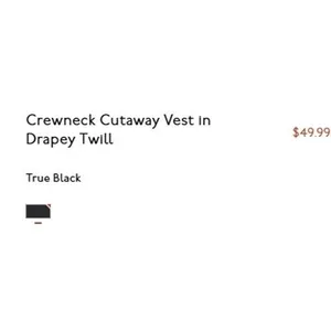 Madewell Vest Womens Size‎ 00 Crewneck Cutaway Drapey Twill True Black NZ980 thumbnail 2