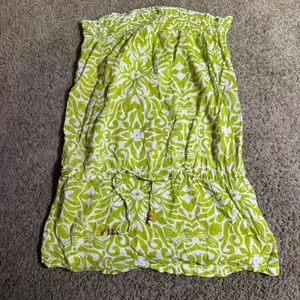 ONeill Womens Lime Green White Y2K‎ Cotton Strapless Tube Dress Smocked Medium thumbnail 2