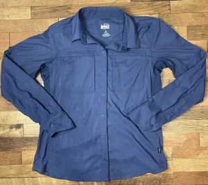 REI Co-Op Sahara Long Sleeve Button Shirt Roll Tab Sleeves Vented Yoke Women's S thumbnail 1
