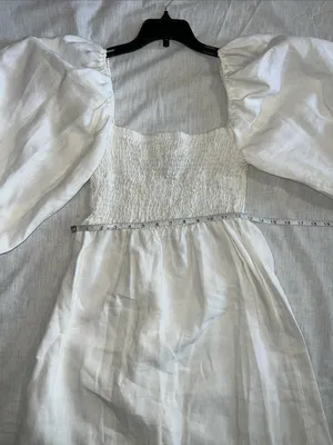 Tuckernuck 100% linen smocked mini dress white‎ Sz XS thumbnail 9