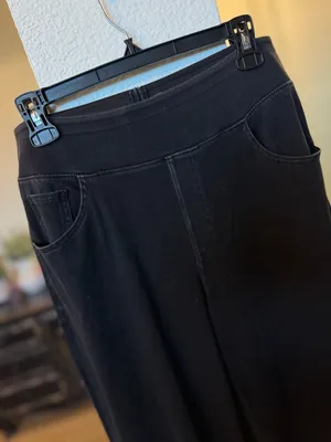 Halara Flex High Waisted Multiple Pockets Wide Leg Jeans Black Size L thumbnail 2