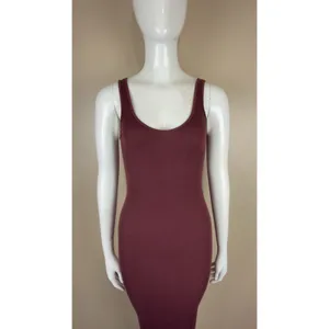Enza Costa Women’s Ribbed Midi Dress Bodycon, Size S, Color Brown thumbnail 2