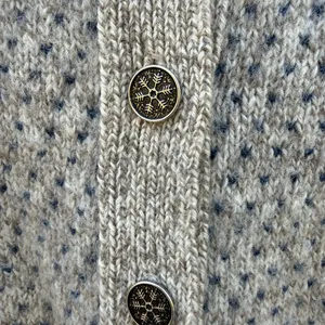Vintage 80s LL Bean Wool Nordic Knit Snowflake Button Cardigan Sweater Medium thumbnail 3