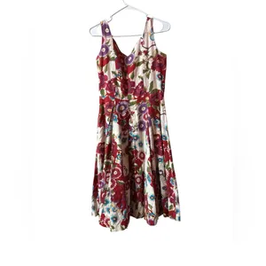 Lapis sleeveless floral-print midi pleated fit-and-flare silhouette dress thumbnail 2