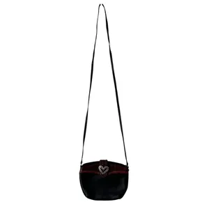 Brighton Vintage Crossbody Bag Black Leather Brown Croc Embossed Heart Accent thumbnail 15