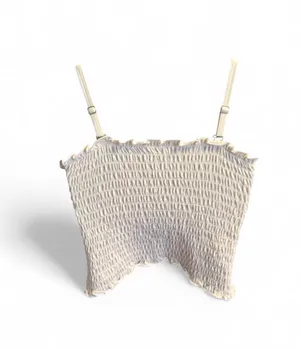 Abercrombie Athletics Womens White Smocked Strapless Top Size X 7/8 thumbnail 2