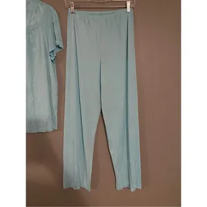 Vanity Fair Vintage Baby Blue Short Sleeve Button Up Pajama Set Nylon M thumbnail 4