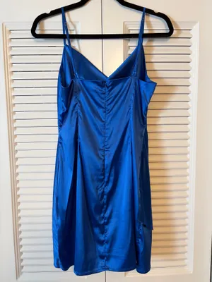 Boutique Blue Satin Mini Dress thumbnail 2