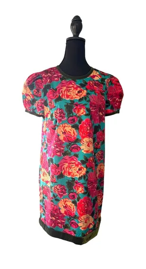 Elizabeth James The Label Floral Mini Dress M | Teal, Pink & Coral thumbnail 1