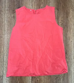 Linen Burnt Orange 100% Linen Sleeveless Blouse Top Womens Size Medium Fall thumbnail 1