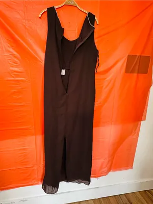 Onyx Nite Brown V-Neck Maxi Dress with Rhinestone Trim thumbnail 13