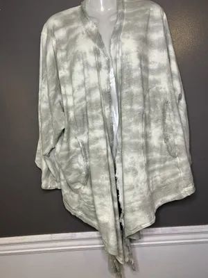 Free People Cardigan Sweater Womens XS Gray Terry Open Front Dolman Pockets Soft thumbnail 3
