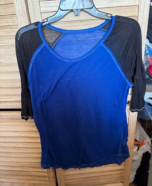 Arizona Jean Blue & Black Raglan Women's Burnout Top Large thumbnail 1