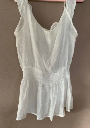 mine White Ruffled Strap Tank thumbnail 5
