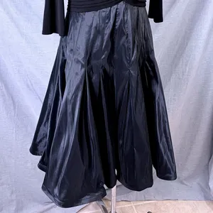 Vintage Tadashi Black Deep V Surplice‎ Silk Skirt Midi Dress 12 Y2K Formal thumbnail 11