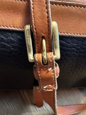 Dooney & Bourke Vntg Black Camel Pebbled Leather Crossbody Bag Brass Hardware thumbnail 10