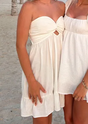 Strapless Twist Knot White Mini Dress Size M thumbnail 3