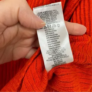 Pilcro and the Letterpress Anthropologie Orange Ribbed Knit Crew Neck Sweater Womens XL Fall Casual thumbnail 7