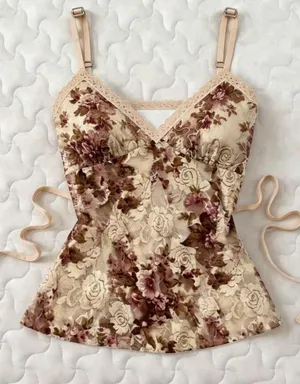 Floral lace tank Brown Size XS thumbnail 1
