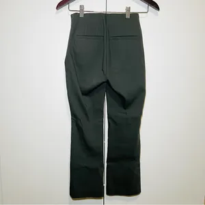 LOFT Pants Green Pintuck High Waist Side Zip Cotton Blend Straight Leg - 00 thumbnail 2