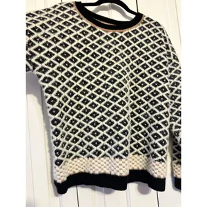 Diamond Pattern Sweater‎ Crewneck Pullover Knitwear Neutral Tones Cozy Chic thumbnail 6
