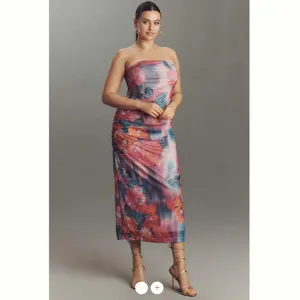 Anthropologie The Soleil Slim Strapless Ruched Mesh Dress thumbnail 7