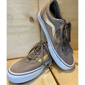 Vans Ward Old Skool Women's Size 7.5 Sneakers Brown Gold Stripe Ortholite thumbnail 4