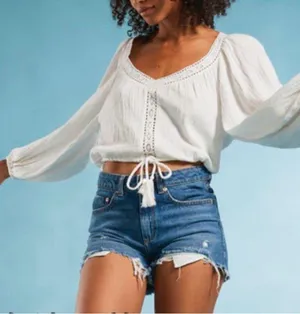 Roxy Boho Embroidered Mint Cropped Top- Medium thumbnail 1