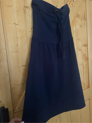 Anthropologie Allihop Navy Strapless Tie Front Babydoll Mini Dress‎ M thumbnail 4