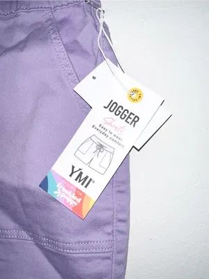YMI Freckled Poppy Lavender Drawstring Frayed Hem Pull On Jogger Shorts thumbnail 6