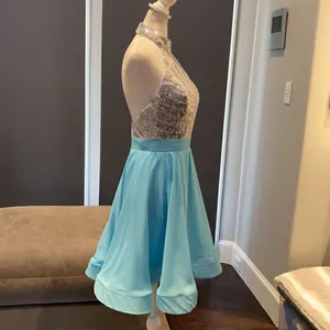 Women’s Halter Neck Silver Sequined Short Prom Party Dress NWT 6 thumbnail 5