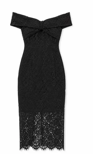 Bardot Medium Bella Black Lace Off Shoulder Mini Cocktail Dress NWT thumbnail 1